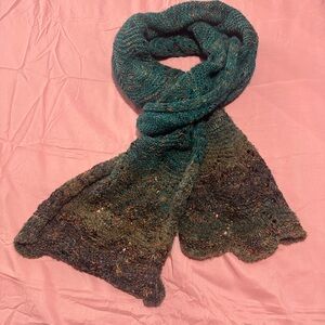 Coldwater Creek Teal and Brown Knit Scarf